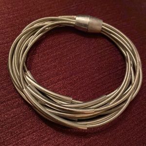 Silver Tone Layered magnetic closure bracelet